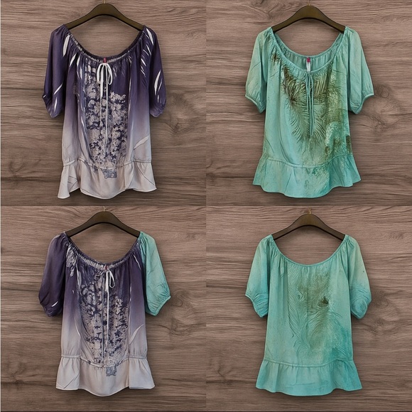 2-Piece Bundle Beverly Drive Ombre Flowy Tunic Tops• Sz 16 -18WM - Picture 1 of 2